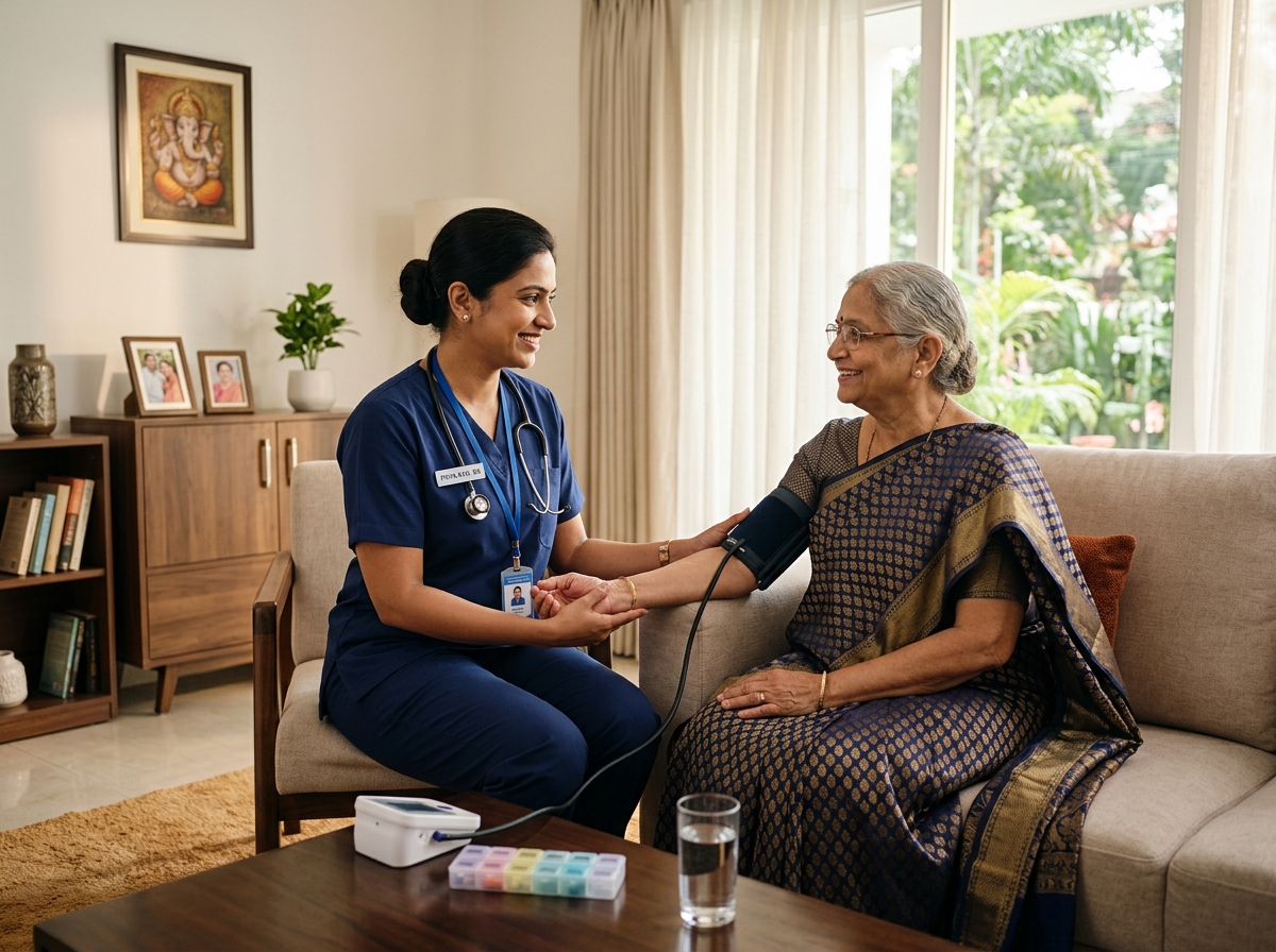 Care at Home, Ranchi nurse attentively caring for patient